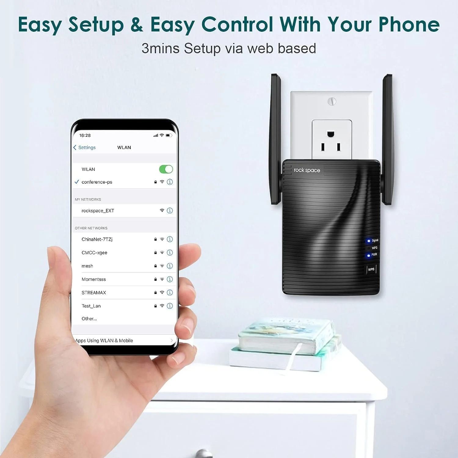 تقویت کننده WiFi - افزایش دهنده محدوده WiFi تا 1200 مگابیت بر ثانیه، تقویت کننده سیگنال WiFi، تکرار کننده WiFi دو باند 2.4 و 5 گیگاهرتز با پورت اترنت، پوشش کامل 360 درجه، راه اندازی آسان. (1200Mbps)