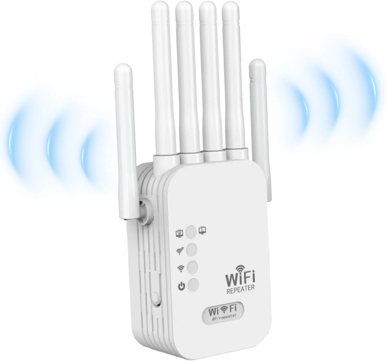 تقویت کننده سیگنال WiFi، بهترین تقویت کننده WiFi 2025 با پورت اترنت، تقویت کننده WiFi 1200 مگابیت بر ثانیه دو بانده 5 گیگاهرتز/2.4 گیگاهرتز، پوشش دهی تا 9800 فوت مربع و 60 دستگاه، عملکرد اینترنت پایدار، راه اندازی با 1 ضربه، سفید