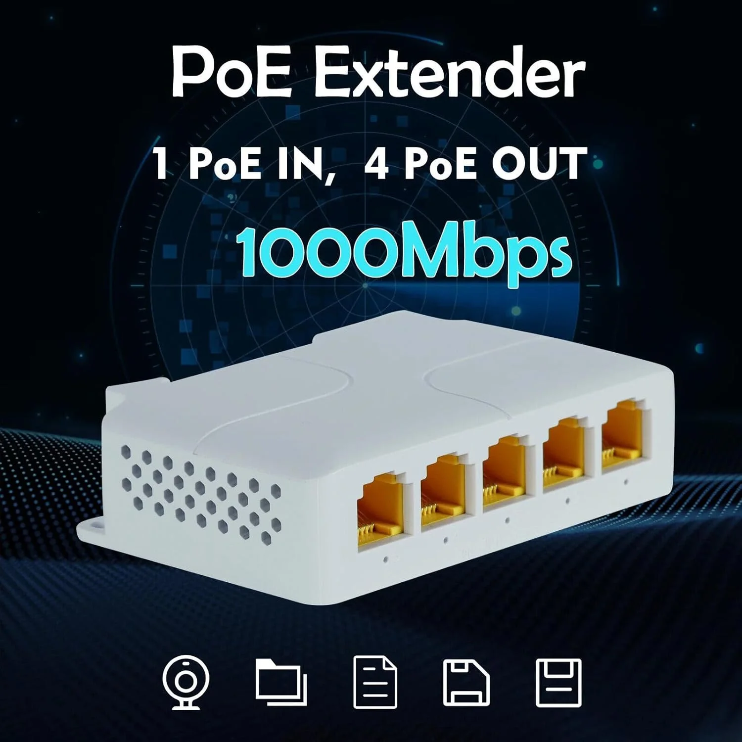 توسعه دهنده PoE یک به چهار خروجی، تکرار کننده اترنت 5 پورت برای سوئیچ/تزریق کننده POE، 1000 مگابیت بر ثانیه