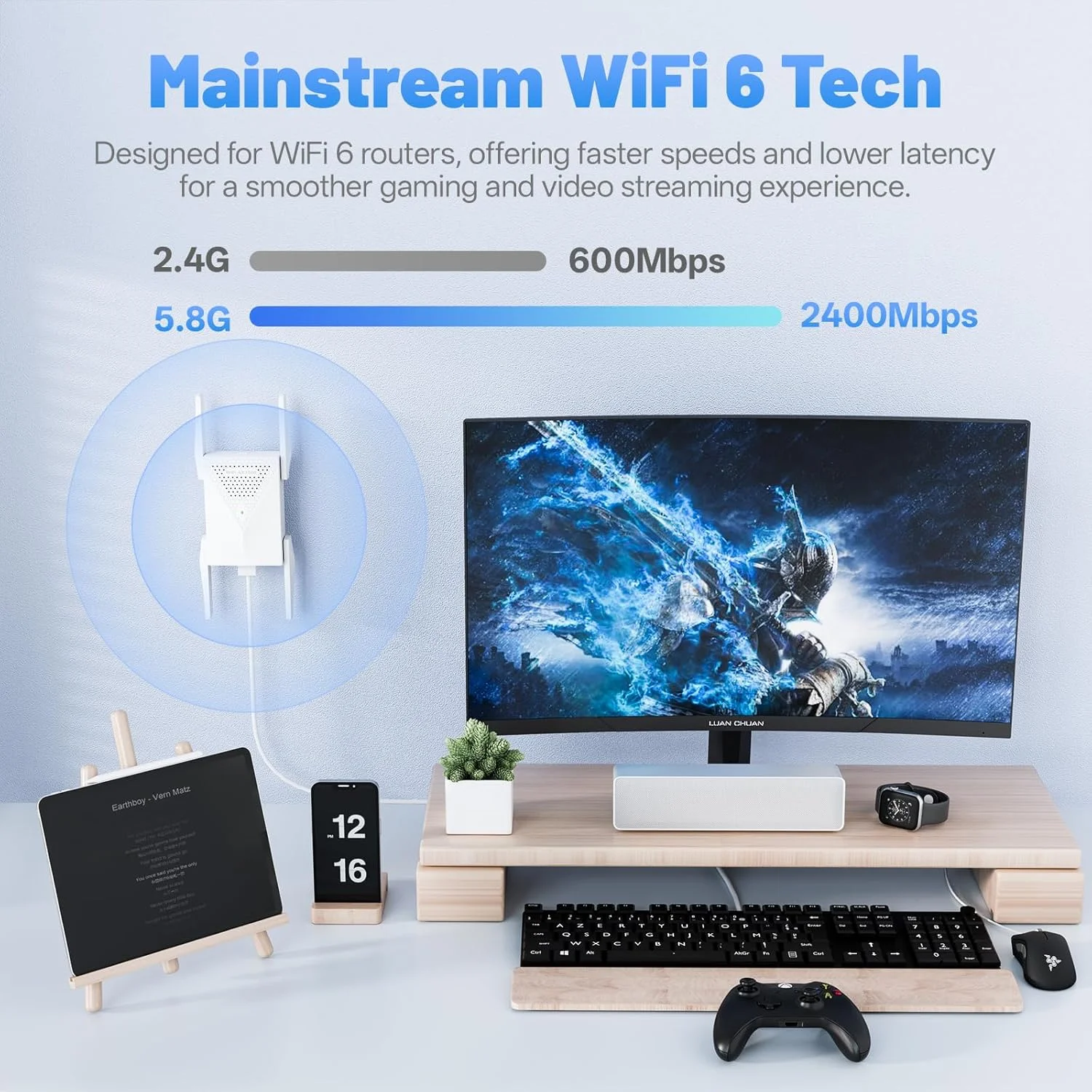 تقویت کننده WiFi 6 AX3000 دو بانده (2.4G/5.8G)، تقویت کننده سیگنال WiFi با پورت اترنت گیگابیتی، نقطه دسترسی، بدون نیاز به برنامه، تقویت کننده WiFi برد بلند، سرعت بالاتر و راه اندازی آسان
