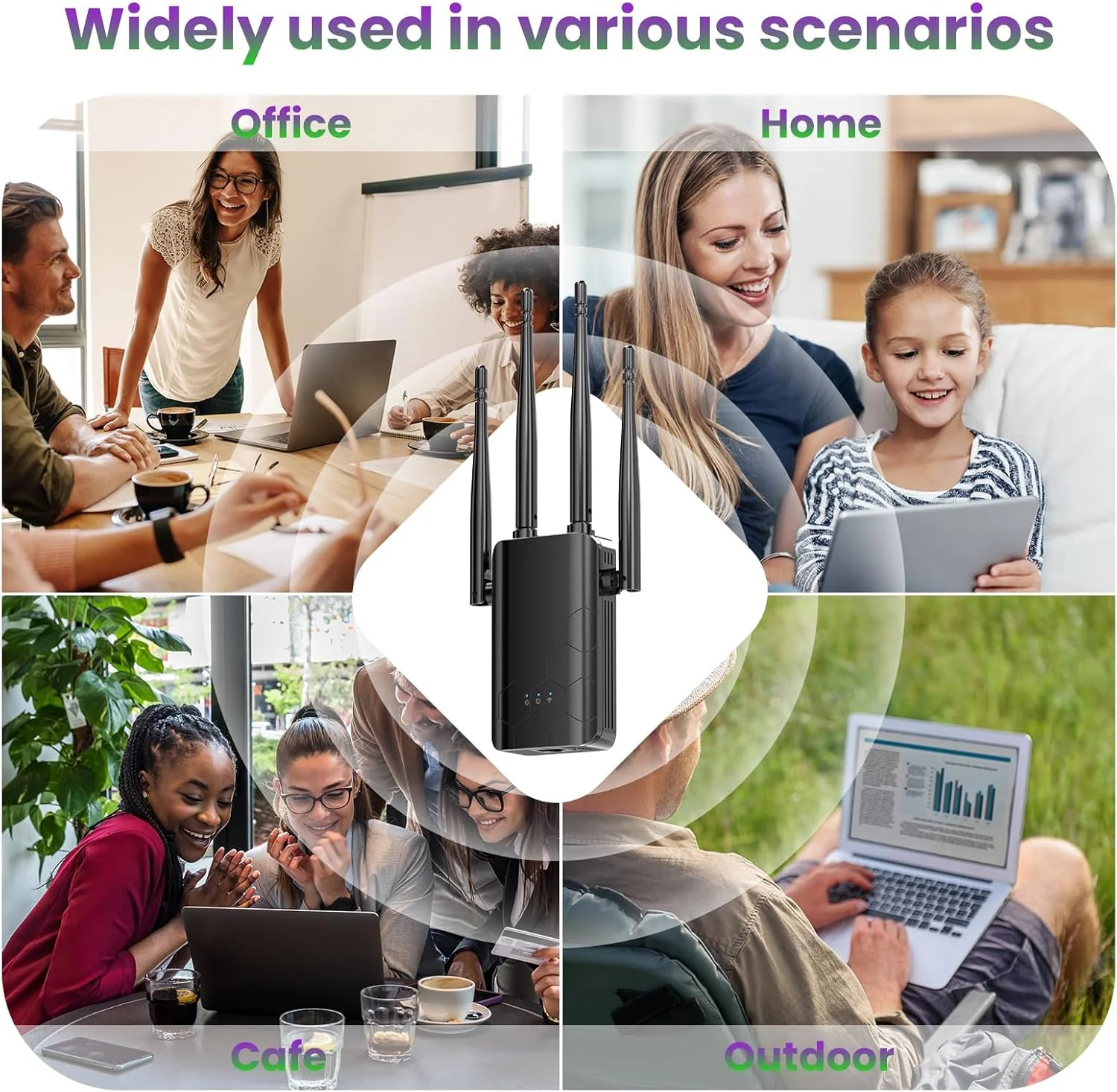 تقویت کننده وای فای، پوشش 800 متر مربعی، پشتیبانی از بیش از 45 دستگاه، دارای پورت اترنت، امن و با نصب آسان