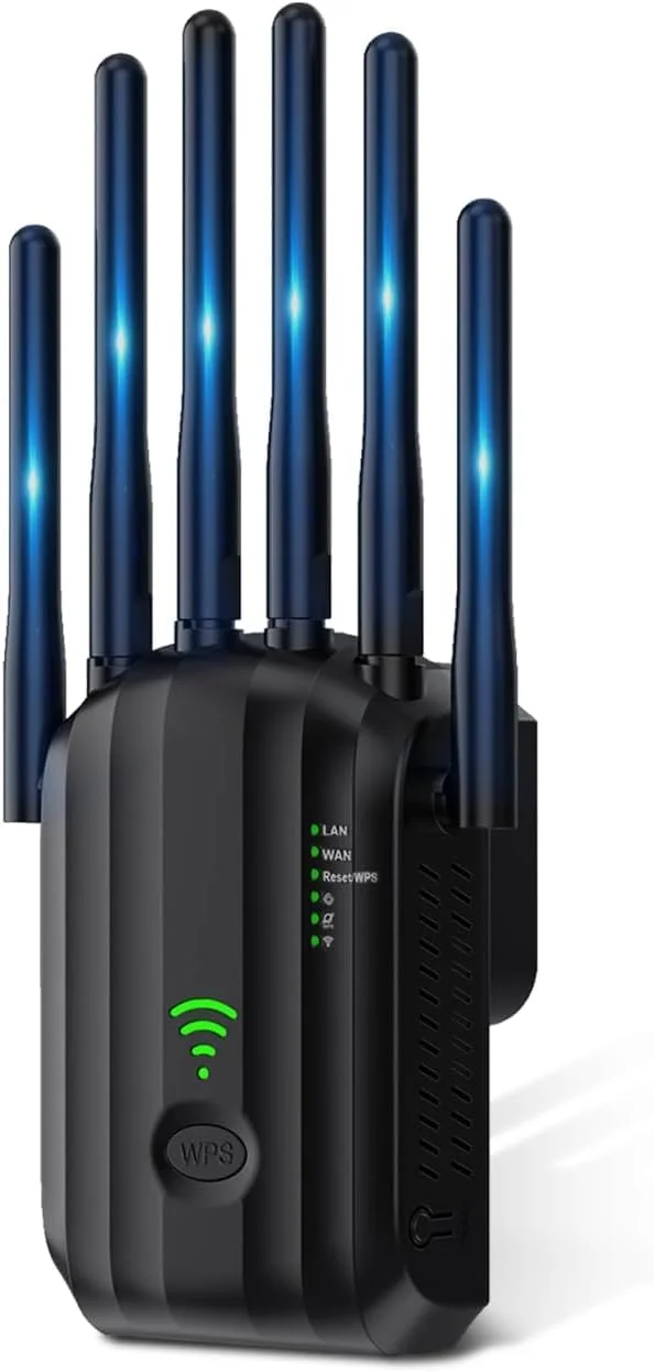 تقویت کننده سیگنال WiFi با 6 آنتن، توسعه دهنده WiFi با پورت اترنت، توسعه دهنده WiFi تا 900 متر مربع، دستگاه های بیشتر، تقویت کننده اینترنت اترنت، توسعه دهنده اینترنت WiFi برای خانه