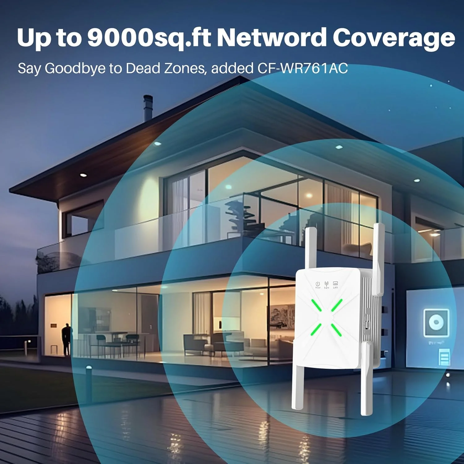 تقویت کننده سیگنال وای فای، پوشش 830 متر مربع، توسعه دهنده شبکه مش، سرعت 80٪ سریعتر، پشتیبانی از 99+ دستگاه تقویت کننده سیگنال وای فای، پوشش 830 متر مربع، توسعه دهنده شبکه مش، سرعت 80٪ سریعتر، پشتیبانی از 99+ دستگاه