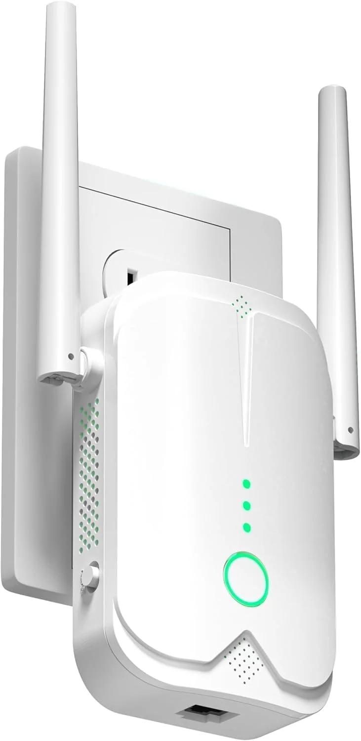 تقویت کننده WiFi، تقویت کننده سیگنال WiFi تا 830 متر مربع و 50 دستگاه، توسعه دهنده محدوده WiFi، تکرار کننده بی سیم اینترنت، تقویت کننده برد بلند با پورت اترنت، راه اندازی با یک ضربه، نقطه دسترسی، سازگار با الکسا