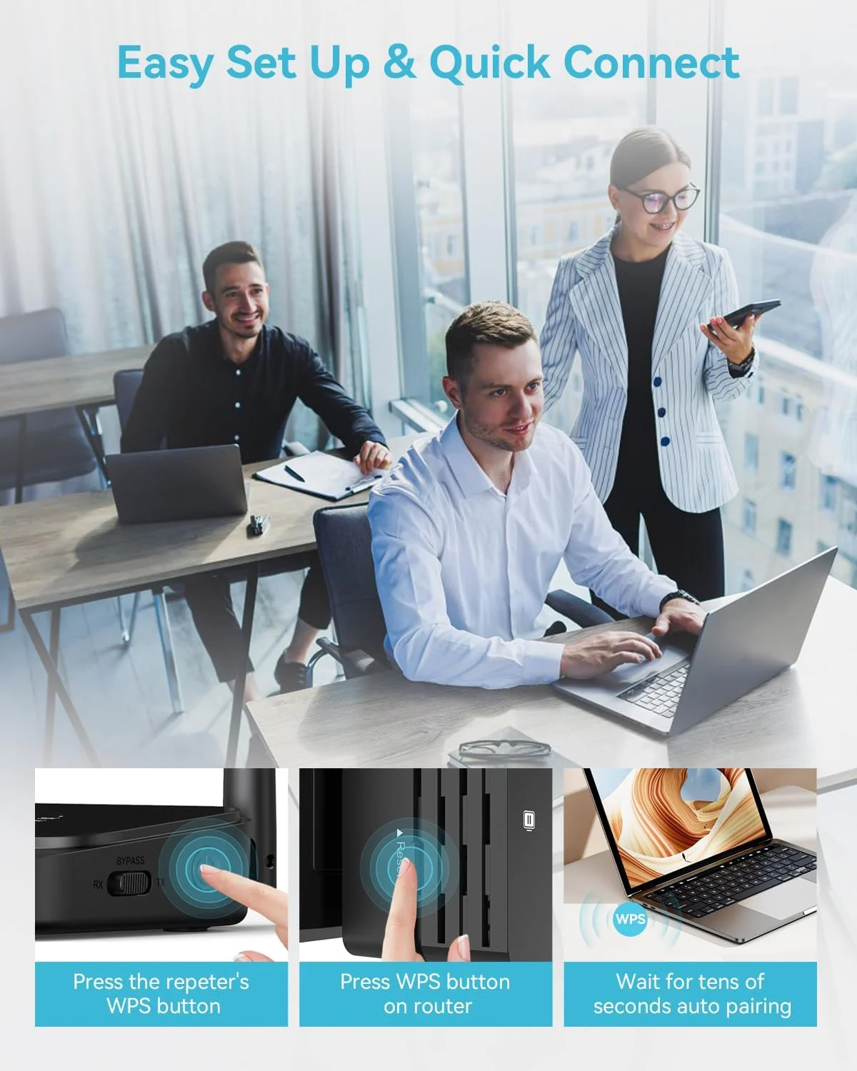 تقویت کننده سیگنال وای فای دو بانده 5 گیگاهرتز/2.4 گیگاهرتز، پوشش دهی گسترده، نصب آسان