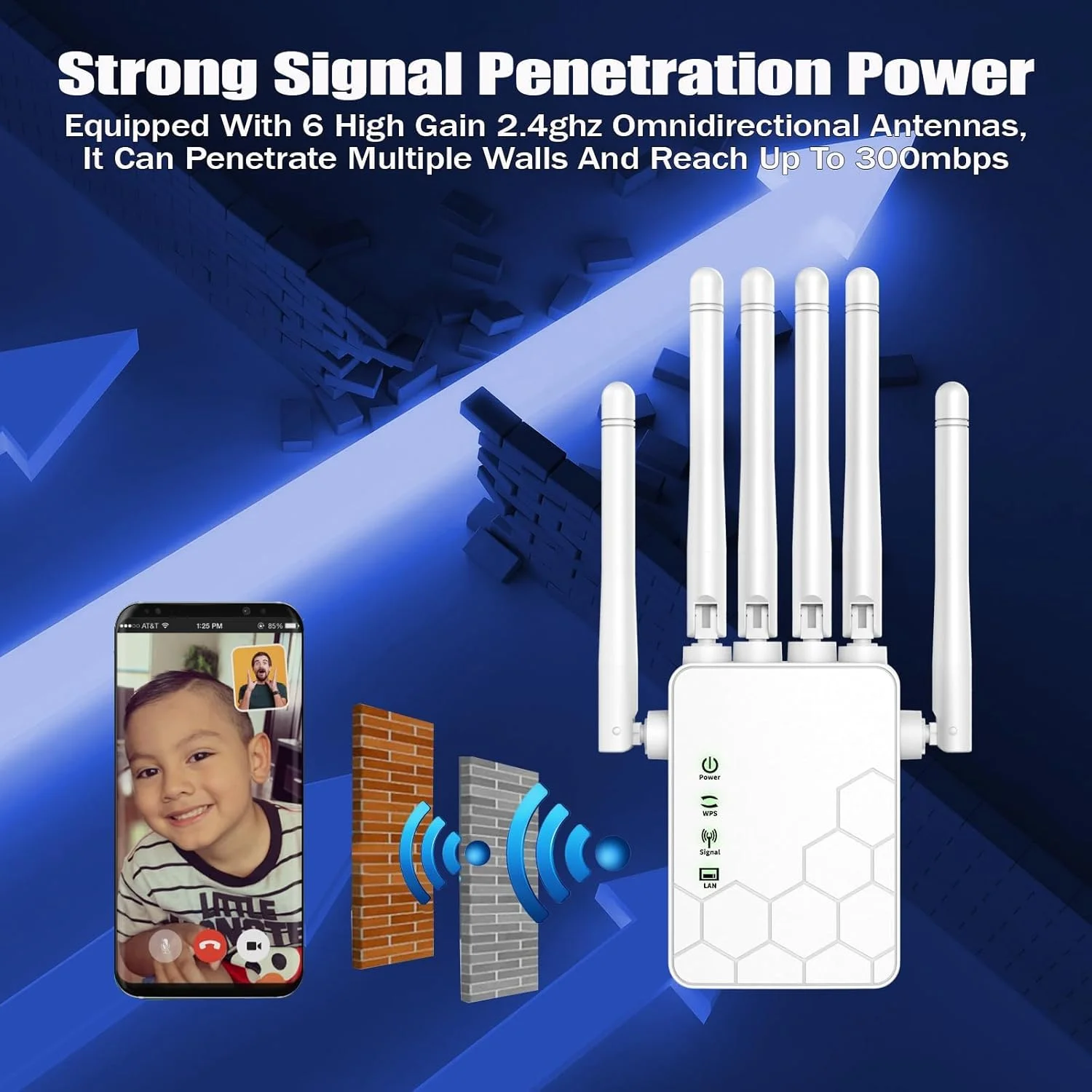 تقویت کننده سیگنال WiFi جدید 2025، تقویت کننده WiFi سریعتر جدید با 6 آنتن، 2 پورت اترنت، پوشش تا 1021 متر مربع، تقویت کننده روتر بی سیم تکرار کننده WiFi دوربرد، راه اندازی آسان با 1 ضربه