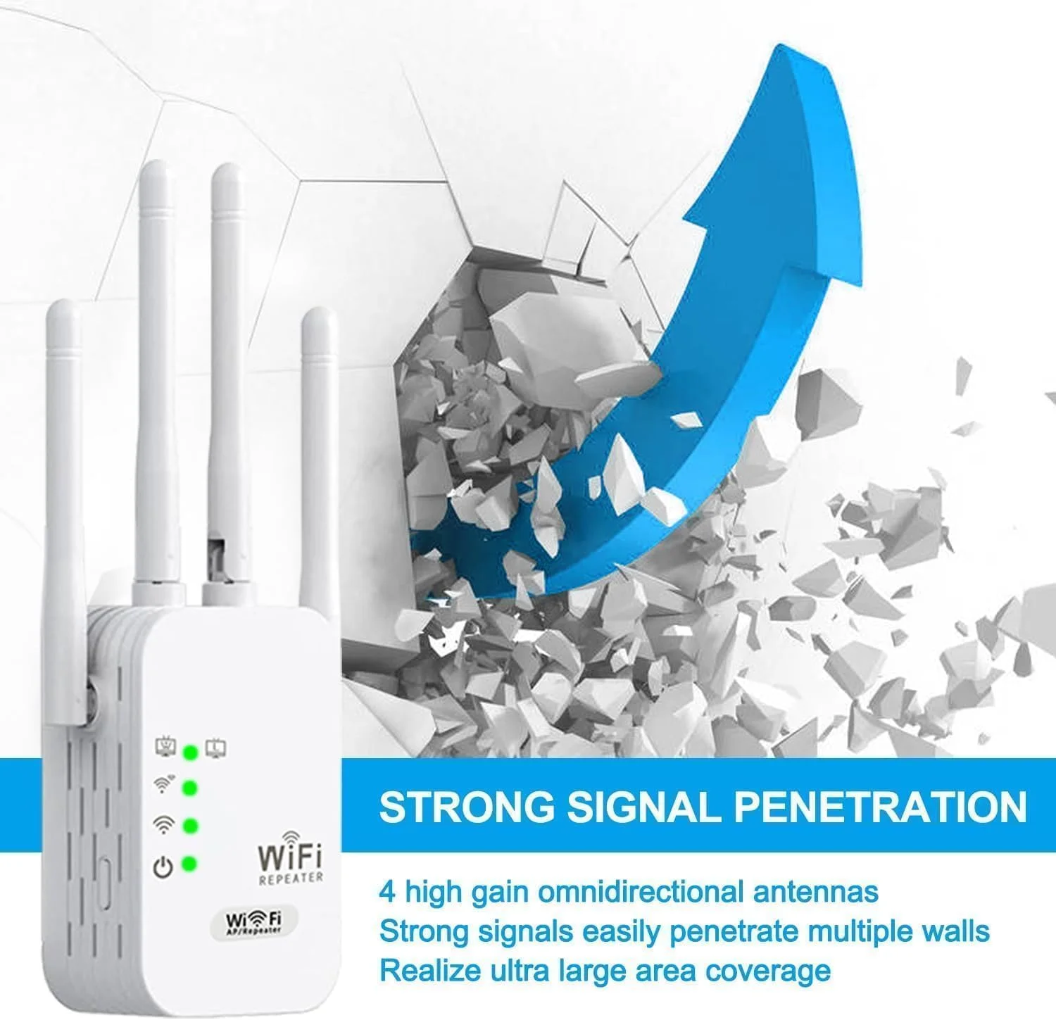تقویت کننده WiFi سریع 2025، تقویت کننده سیگنال WiFi برای پوشش تا 836 متر مربع برای بیش از 40 دستگاه، تکرار کننده WiFi با 4 آنتن پوشش کامل 360 درجه، راه اندازی 1 لمسی و پورت اترنت