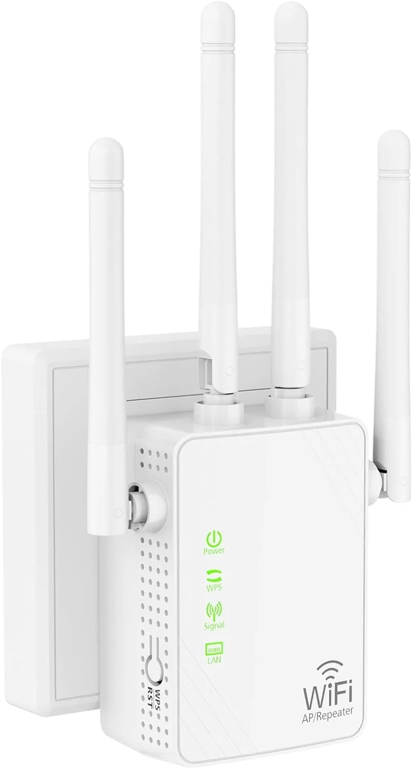تقویت کننده سیگنال WiFi تا 929 متر مربع و 50+ دستگاه، توسعه دهنده محدوده WiFi، تکرار کننده بی سیم اینترنت، تقویت کننده برد بلند با پورت اترنت، نقطه دسترسی، راه اندازی با 1 کلید، سازگار با الکسا