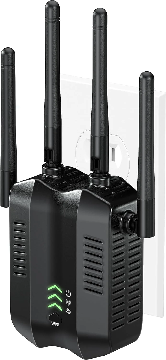 تقویت کننده وای فای دو بانده 1200 مگابیت بر ثانیه (2.4 گیگاهرتز + 5 گیگاهرتز) توسعه دهنده برد اینترنت برای خانه، پوشش دهی تا 10000 فوت مربع و 45 دستگاه