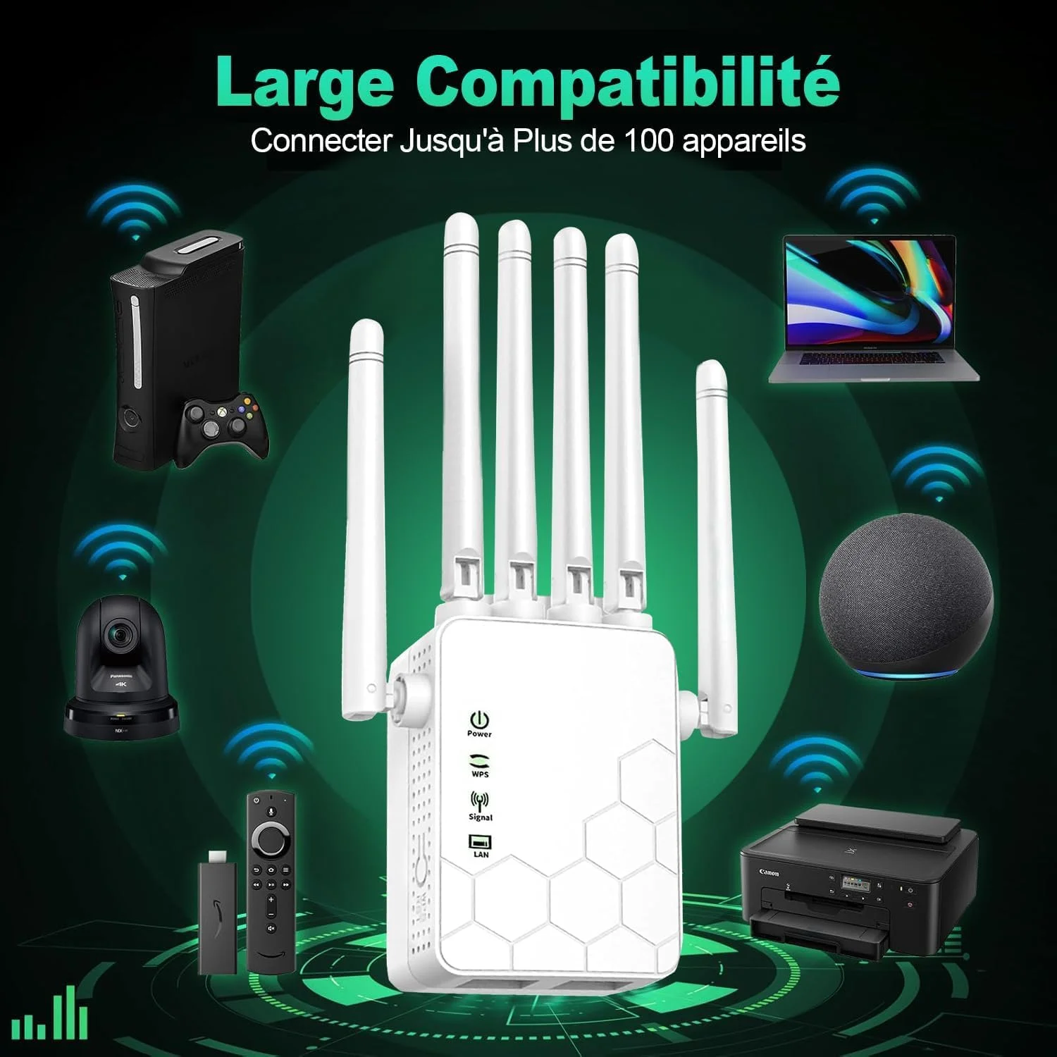 تقویت کننده سیگنال وای فای 2025 برای خانه، توسعه دهنده اینترنت بی سیم تا 11000 فوت مربع، تقویت کننده وای فای دوربرد و تقویت کننده سیگنال با پورت اترنت، توسعه دهنده روتر وای فای پشتیبانی از 99٪ دستگاه ها، راه اندازی با 1 ضربه