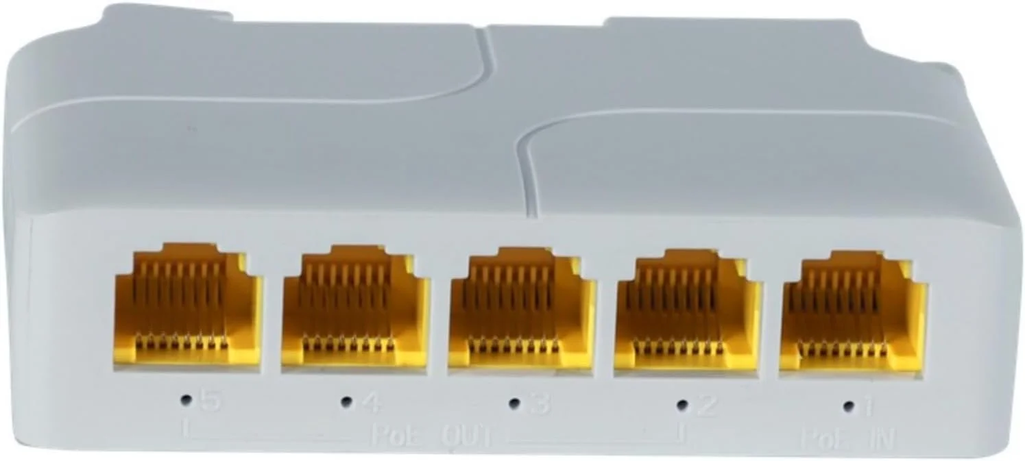 توسعه دهنده POE پنج پورت با سرعت انتقال داده 1000 مگابیت بر ثانیه، 1 ورودی و 4 خروجی، پشتیبانی از 3 سطح Cascade و جداسازی VLAN تا 400 متر