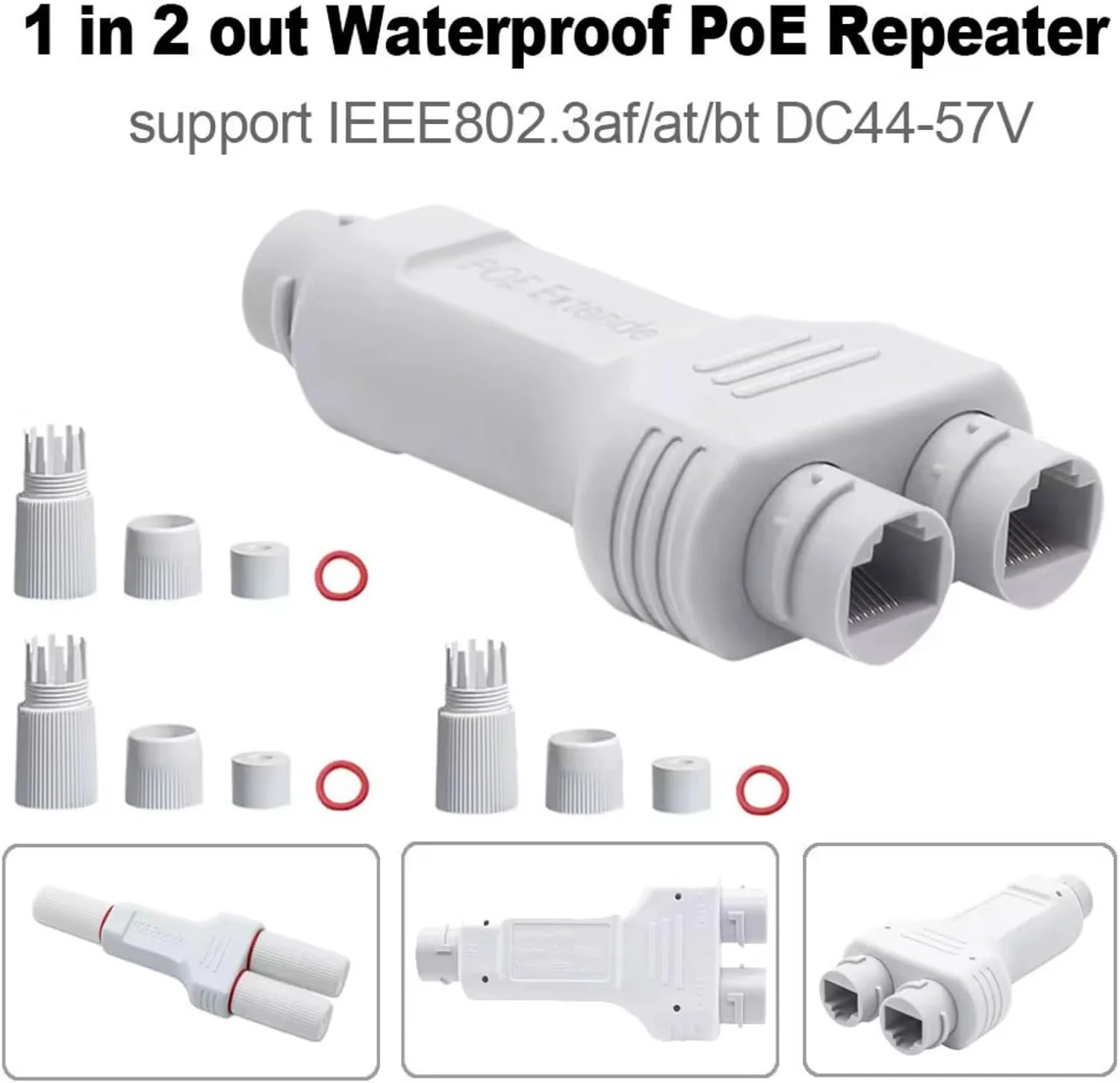 تکرار کننده اترنت 2 پورت، توسعه دهنده تکرار کننده POE با قابلیت اتصال و پخش 100 مگابیت بر ثانیه برای سیستم های امنیتی دوربین IP