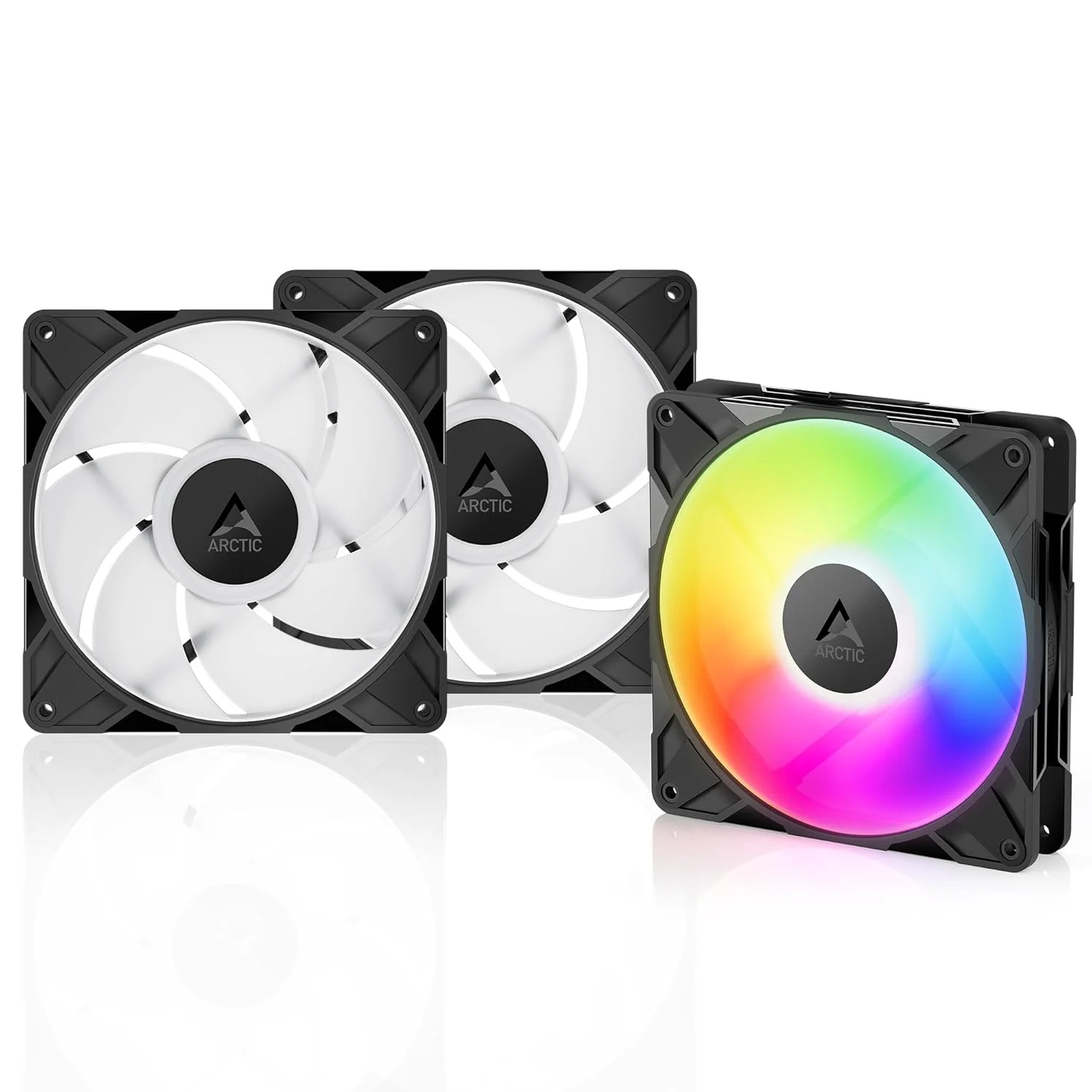 ARCTIC P14 Pro A-RGB - بسته 3 عددی - فن قدرتمند و ممتاز، فن 140 میلی متری PWM با کابل Y، 400-2500 دور در دقیقه، 0 دور در دقیقه <5% PWM، RGB دیجیتال 5 ولت، بلبرینگ دینامیک سیال، 4 پین - مشکی
