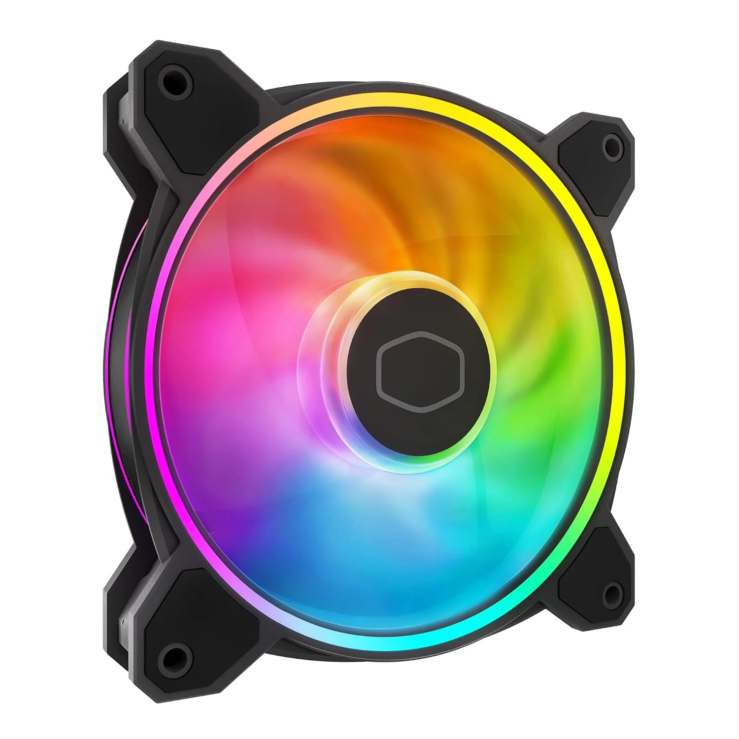 فن کیس، خنک کننده مایع، خنک کننده بادی کولر مستر MF120 Halo²، فن 120 میلی متری، حلقه های aRGB دوگانه، PWM دینامیک 2,050 دور در دقیقه، پره های تعادل هوا، نورپردازی aRGB، قاب ترکیبی