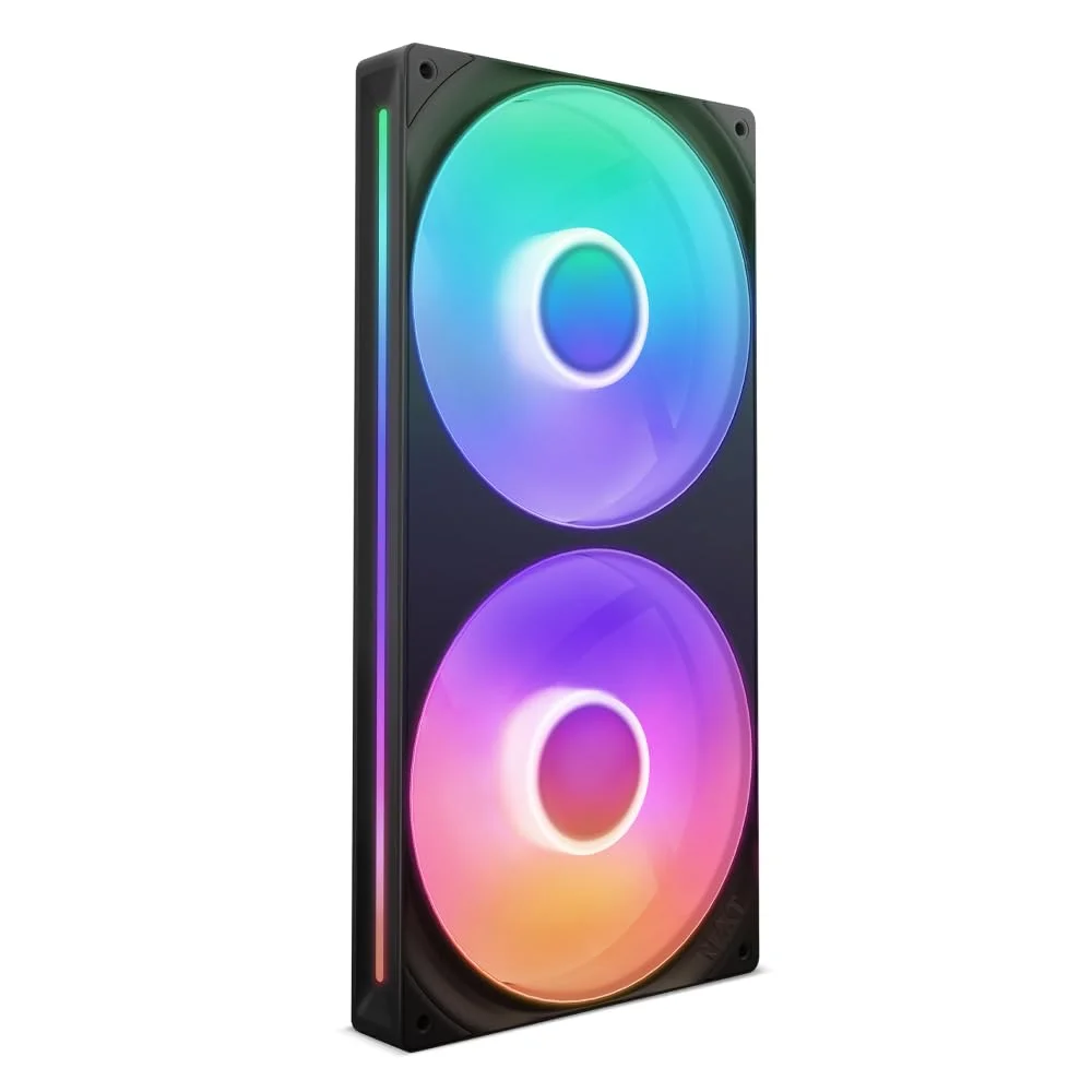 واحد فن تک فریم NZXT F280 RGB Core - 280 میلی‌متری با 2 فن 140 میلی‌متری RGB - کنترل سرعت و نورپردازی - فشار استاتیک و جریان هوای بالا - بلبرینگ دینامیک سیال - 8 LED aRGB در هر فن - مشکی