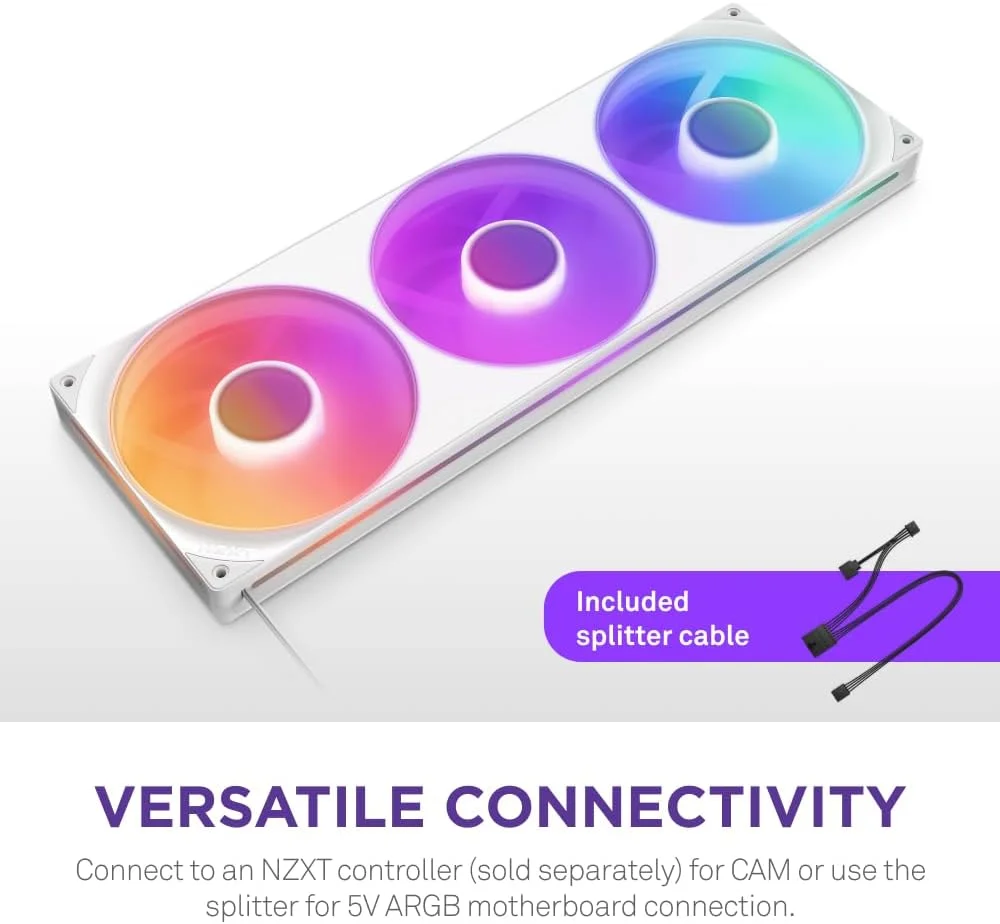 واحد فن تک فریم NZXT F420 RGB Core - 420mm با 3 فن 140mm RGB - کنترل سرعت و نورپردازی - فشار استاتیک و جریان هوای بالا - بلبرینگ دینامیک سیال - 8 LED aRGB در هر فن - سفید