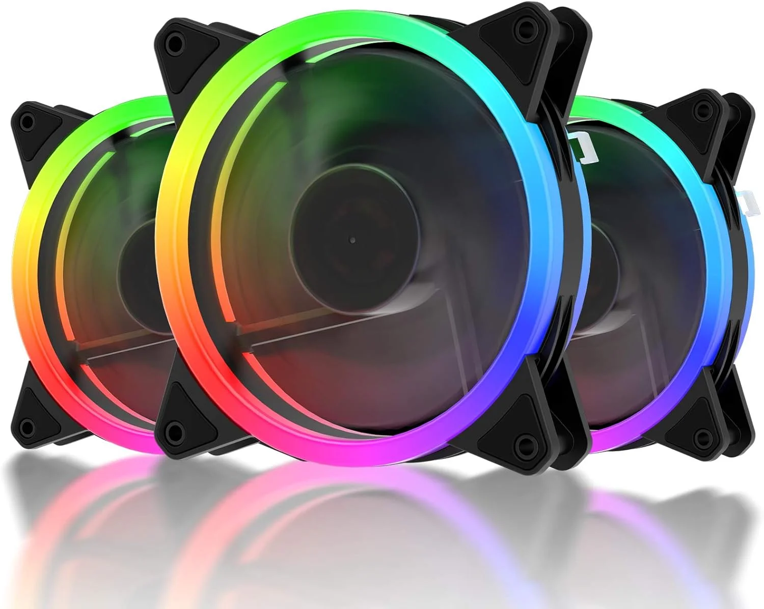 فن کیس RGB آپ هیر 120 میلی متری، فن LED کم صدا با جریان هوای بالا برای کیس های کامپیوتر - بسته 3 عددی، RGB123-3
