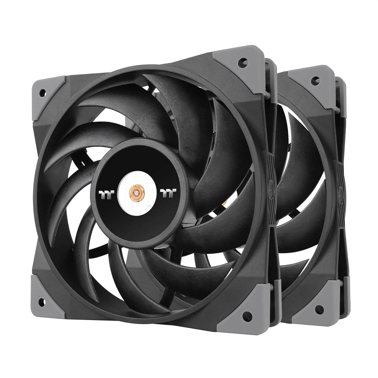 فن Thermaltake ToughFan 12 با فشار استاتیک بالا 2000 PWM، هاب موتور تقویت شده با فلز، بلبرینگ هیدرولیک نسل 2، فن 120 میلی متری کیس/رادیاتور (بسته 2 عددی) CL-F082-PL12BL-A مشکی
