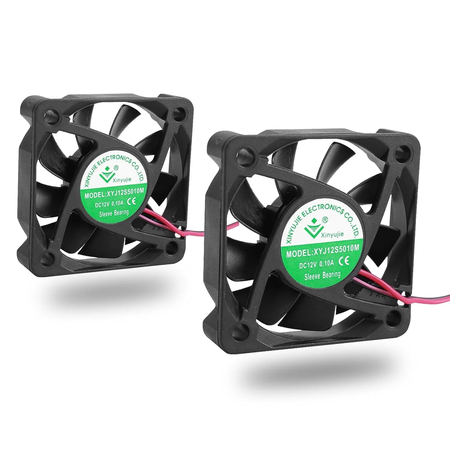 دو عدد فن خنک کننده 50 میلی متری 12 ولت، Icstation 0.08A 5010 5012 DC بی صدا و بدون جاروبک با عمر طولانی برای پرینتر سه بعدی، کیس کامپیوتر، 4200 دور در دقیقه، جریان هوای بالا 11.89 CFM