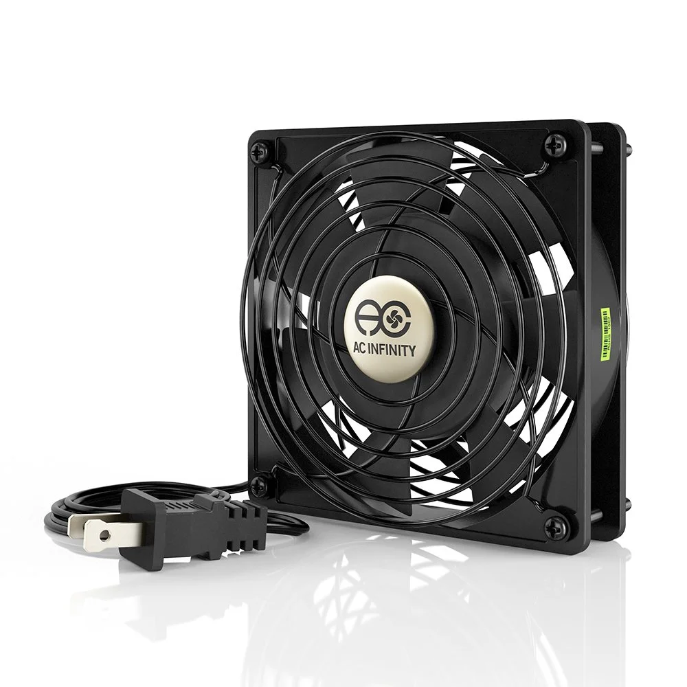 فن حلزونی کم صدای AC Infinity AXIAL 1225، ۱۲۰ ولت AC، ۱۲۰ میلی متر در ۲۵ میلی متر، سرعت پایین، دارای گواهی UL برای پروژه های تهویه خنک کننده DIY