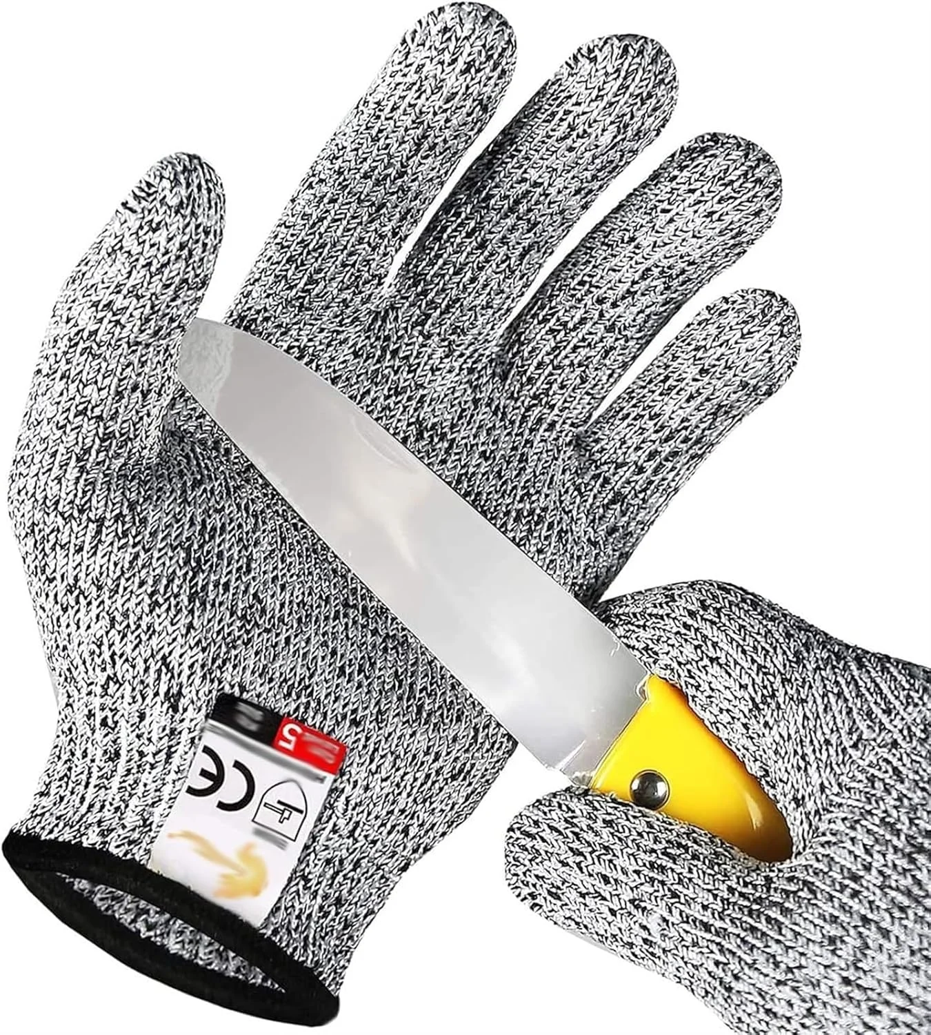 دستکش های برش مقاوم در برابر برش کودکان THE WHITE SHOP، دستکش های ایمن برای آشپزی، نجاری، DIY، سطح حفاظت 5 با کارایی بالا، درجه مواد غذایی (رنگ: خاکستری-M)