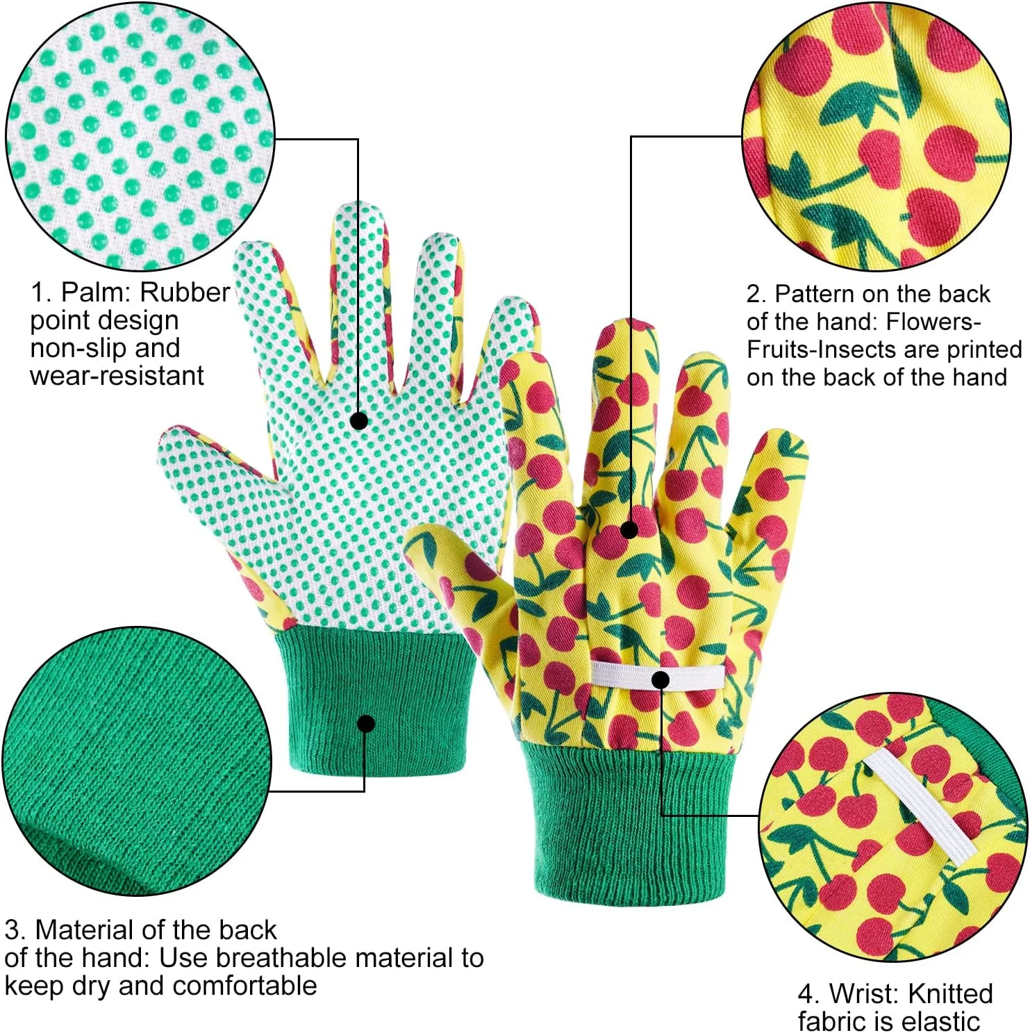 دستکش باغبانی کودکانه OSDUE، 3 جفت دستکش محافظ با روکش لاستیکی فوم برای باغبانی و کار برای دختران و پسران (مناسب 10-15 سال)