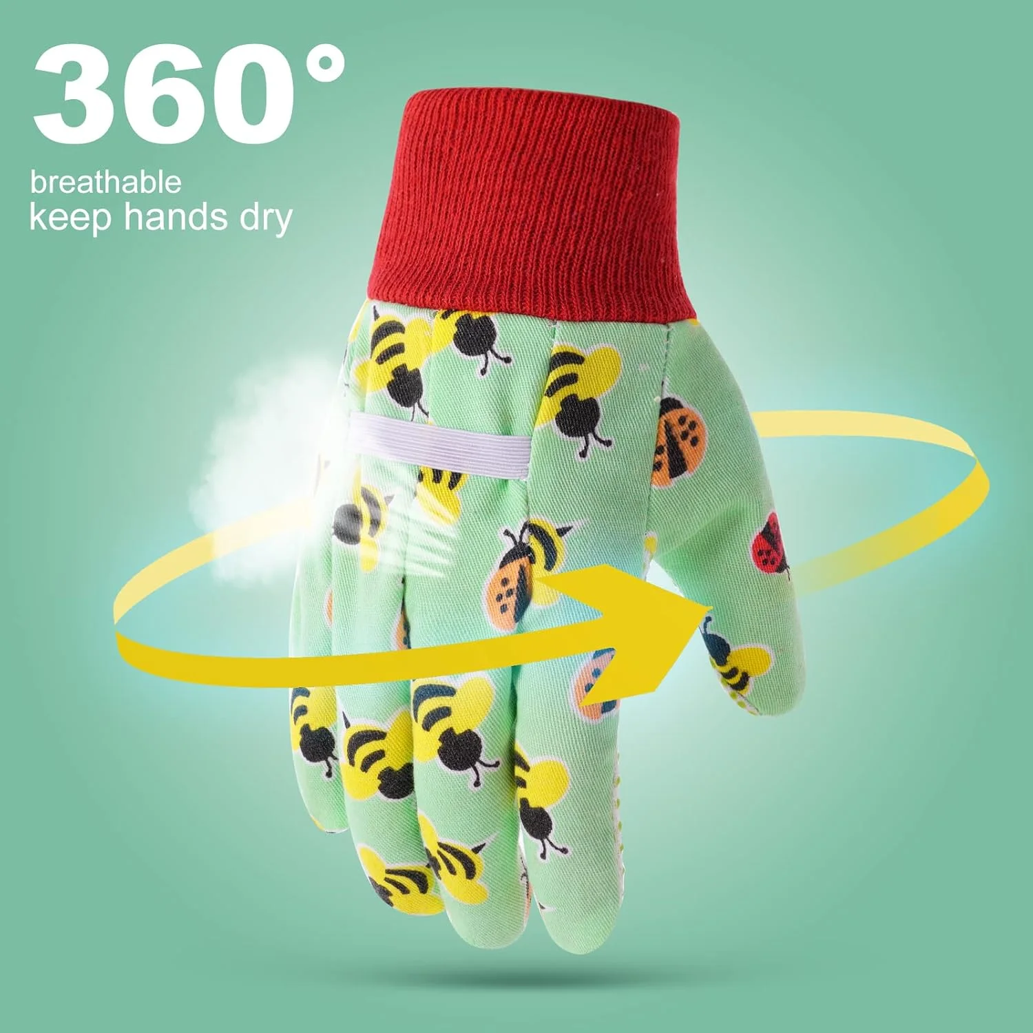 دستکش باغبانی کودکانه OSDUE، 3 جفت دستکش محافظ با روکش لاستیکی فوم برای باغبانی و کار برای دختران و پسران (مناسب 10-15 سال)