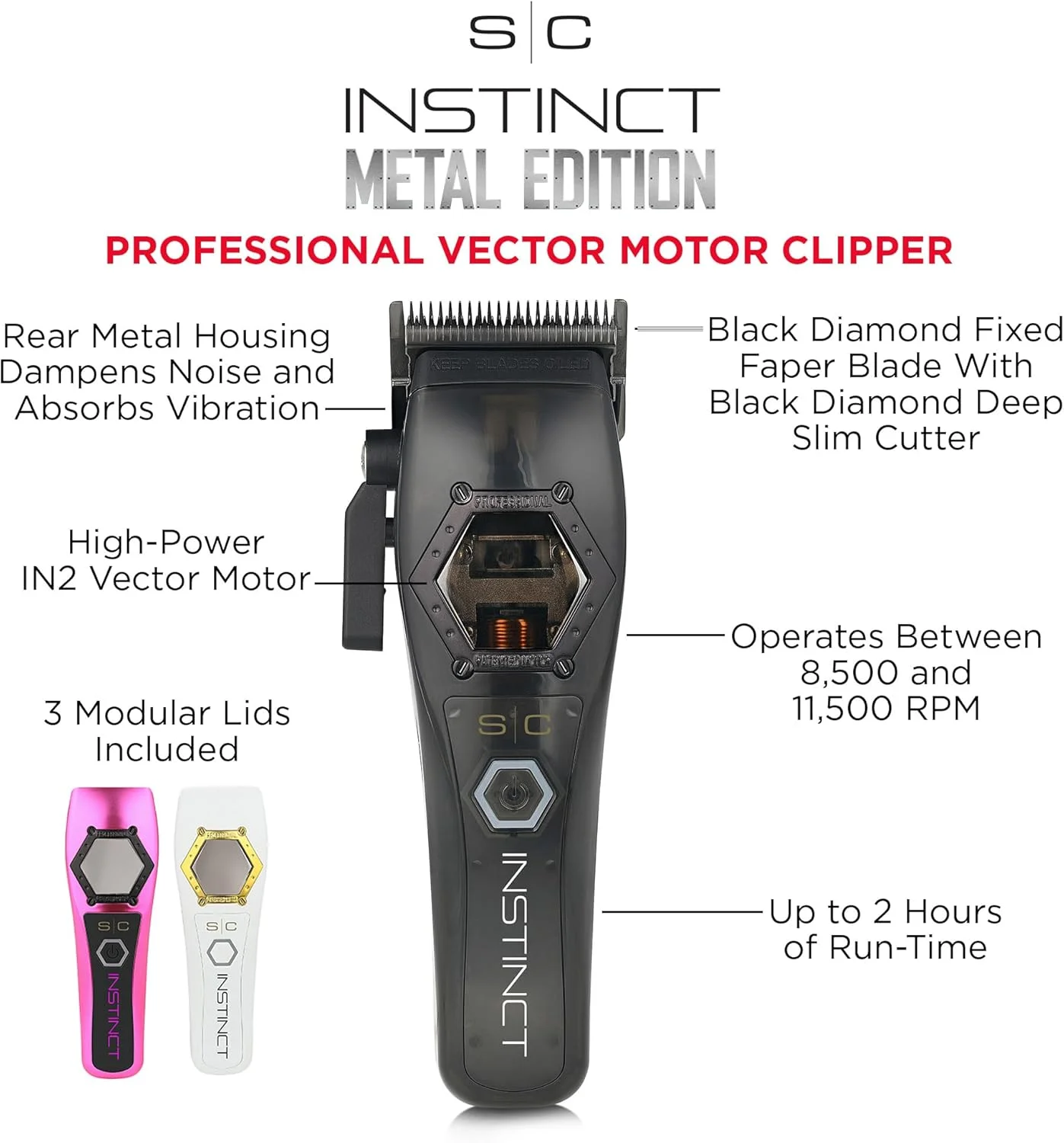 ماشین اصلاح موی سر استایلكرفت مدل اینستینکت متال ادیشن حرفه ای با موتور وکتور IN2 و کنترل گشتاور بصری ماشین اصلاح موی سر استایلكرفت مدل اینستینکت متال ادیشن حرفه ای با موتور وکتور IN2 و کنترل گشتاور بصری