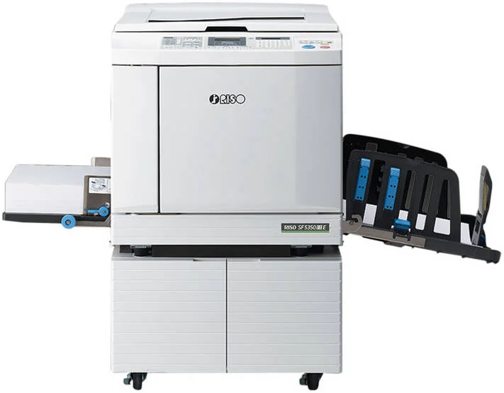 دستگاه چاپ دیجیتال پرسرعت Riso SF5350 II مدل A3، ساخت مستر دیجیتال با سرعت بالا/چاپگر تمام اتوماتیک، سرعت چاپ 6 برابر، سرعت چاپ تا 150 صفحه در دقیقه، رزولوشن 300 dpi x 600 dpi، سفید | SF5350 EII