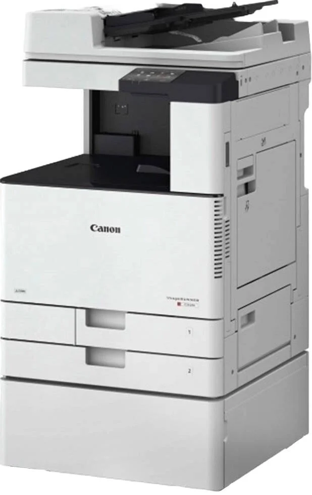 پرینتر چندکاره کانن imageRUNNER C3226i A3، صفحه نمایش لمسی 7 اینچی TFT LCD WVGA، ظرفیت خروجی 250 برگه، سرعت چاپ تا 26/26 صفحه در دقیقه، با WIFI، 2 سینی، به همراه پایه چوبی