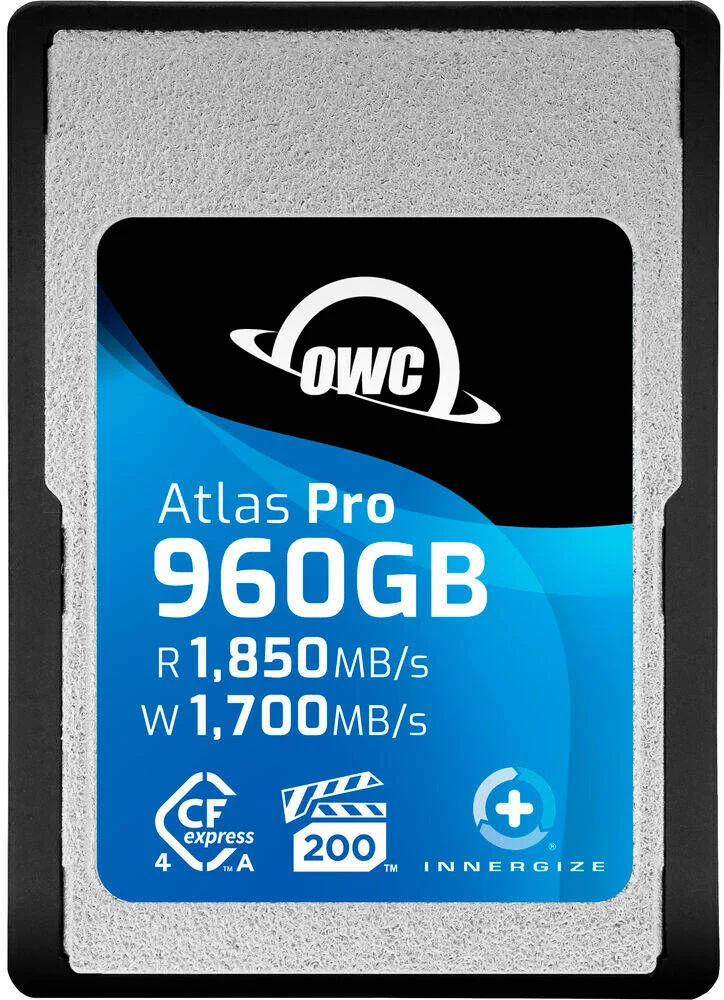 کارت حافظه OWC Atlas Pro CFexpress 4.0 Type A، ظرفیت 960 گیگابایت، PCIe 4.0 x1، سرعت خواندن 1850 مگابایت بر ثانیه، سرعت نوشتن 1700 مگابایت بر ثانیه، ضبط ویدیوهای 8K با نرخ بیت بالا، عکس های Raw و Image Bursts | FXA4P00960