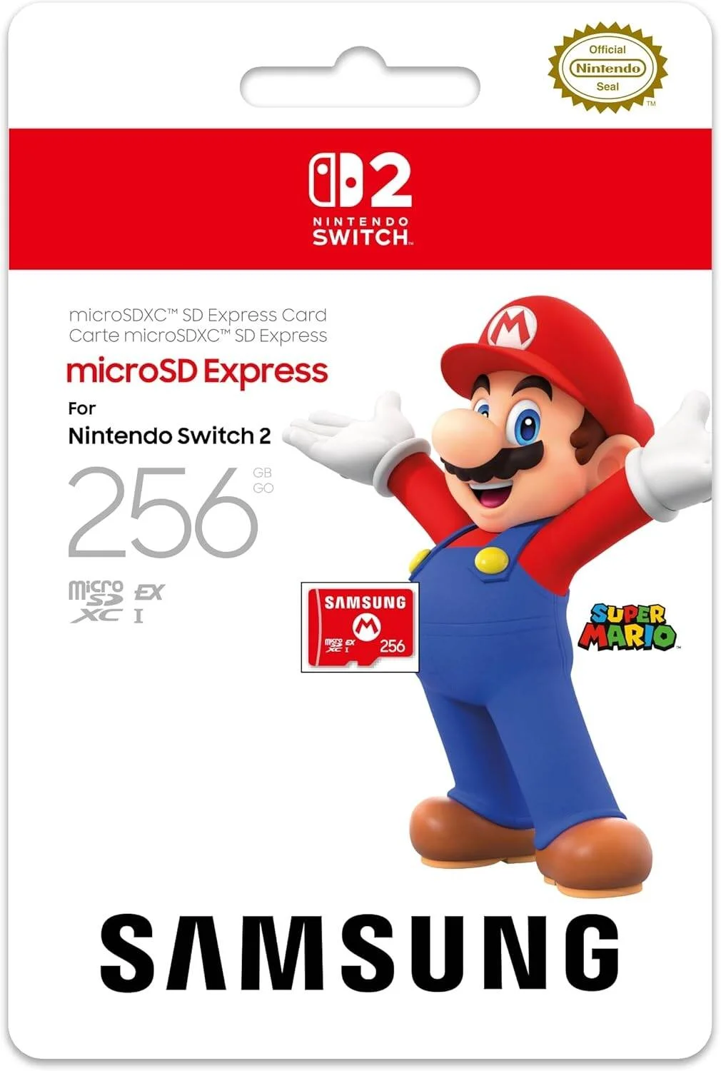 کارت حافظه 256 گیگابایتی Nintendo Samsung mircoSD Express، ضد آب، مقاوم در برابر اشعه ایکس، مقاوم در برابر دما، microSDXC برای Nintendo Switch و Switch 2، توسعه فضای ذخیره سازی بازی با کارایی بالا | 10016156