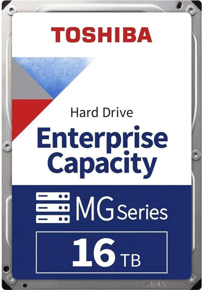 هارد دیسک اینترپرایز 16 ترابایتی توشیبا سری MG08ACA، سایز 3.5 اینچ، سرعت 7200 دور در دقیقه، 512 مگابایت حافظه کش، رابط SATA 6Gb/s، مصرف برق 4 وات (در حالت بیکار)، سرعت انتقال داده 262 مگابایت بر ثانیه | MG08ACA16TE