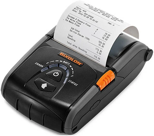 چاپگر رسید قابل حمل بیکسلون مدل SRP-R200BG، سرعت چاپ تا 100 میلی متر در ثانیه، دارای استاندارد IP43، دارای گواهی Apple MFi، اتصال سیمی یا بی سیم، مشکی | SPP-R200IIBG