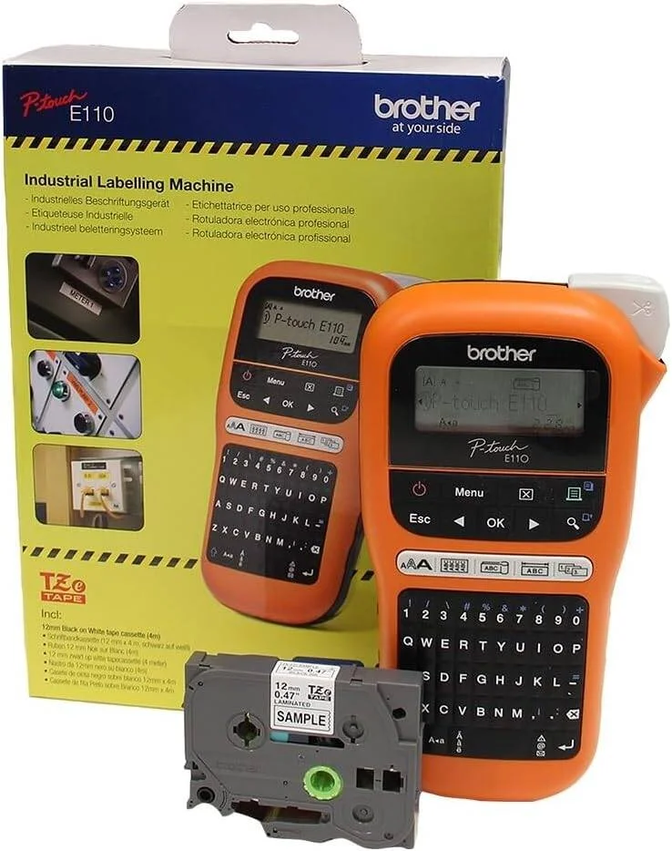 دستگاه لیبل زن صنعتی برادر مدل PT-E110 برای کابل ها و اتصالات با نوار TZe از 3.5 تا 12 میلی متر