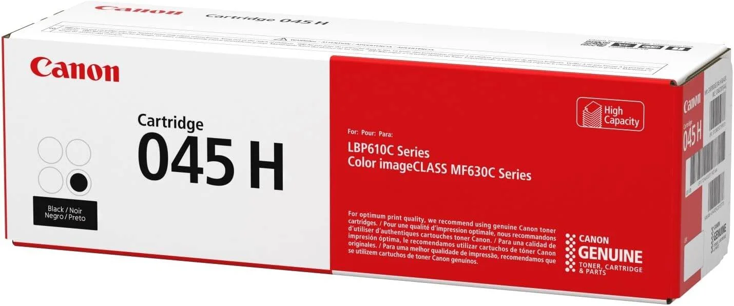 تونر اصلی کانن، کارتریج 045 مشکی، ظرفیت بالا (1246C001)، بسته 1 عددی، برای پرینترهای لیزری رنگی کانن imageCLASS MF634Cdw، MF632Cdw، LBP612Cdw، بازدهی بالا مشکی تونر اصلی کانن، کارتریج 045 مشکی، ظرفیت بالا (1246C001)، بسته 1 عددی، برای پرینترهای لیزری رنگی کانن imageCLASS MF634Cdw، MF632Cdw، LBP612Cdw، بازدهی بالا مشکی