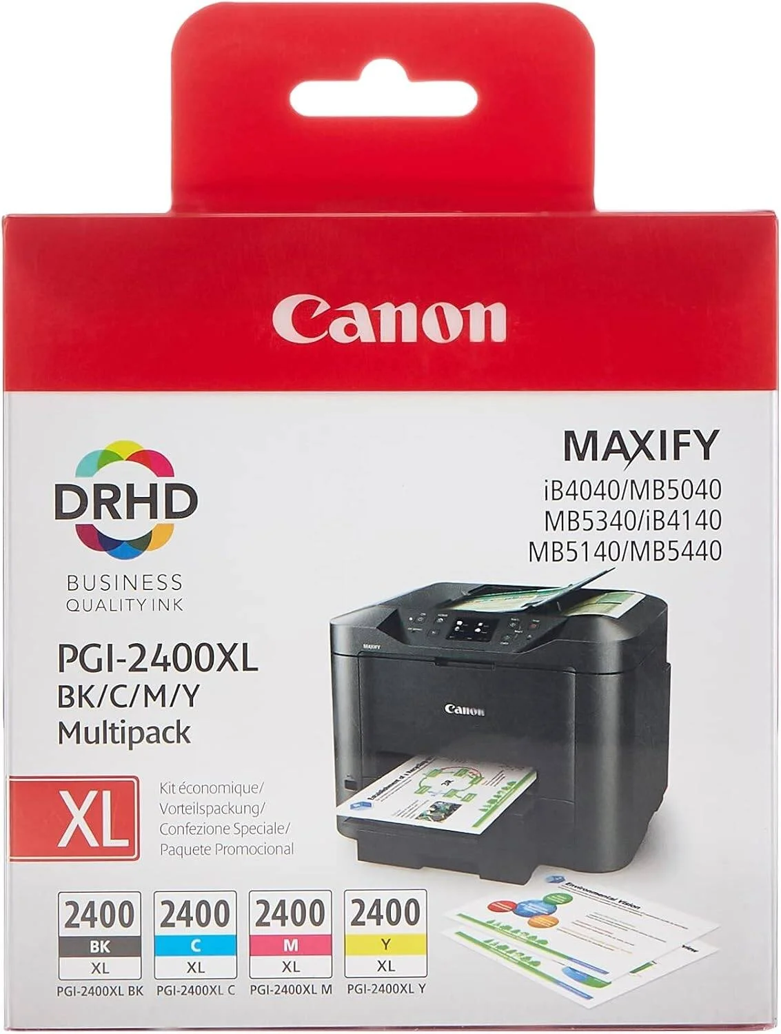 بسته چهارتایی کارتریج اصلی کانن PGI-2400 XL با بازدهی بالا (مشکی، فیروزه ای، سرخابی، زرد) با صرفه جویی در هزینه بسته چهارتایی کارتریج اصلی کانن PGI-2400 XL با بازدهی بالا (مشکی، فیروزه ای، سرخابی، زرد) با صرفه جویی در هزینه