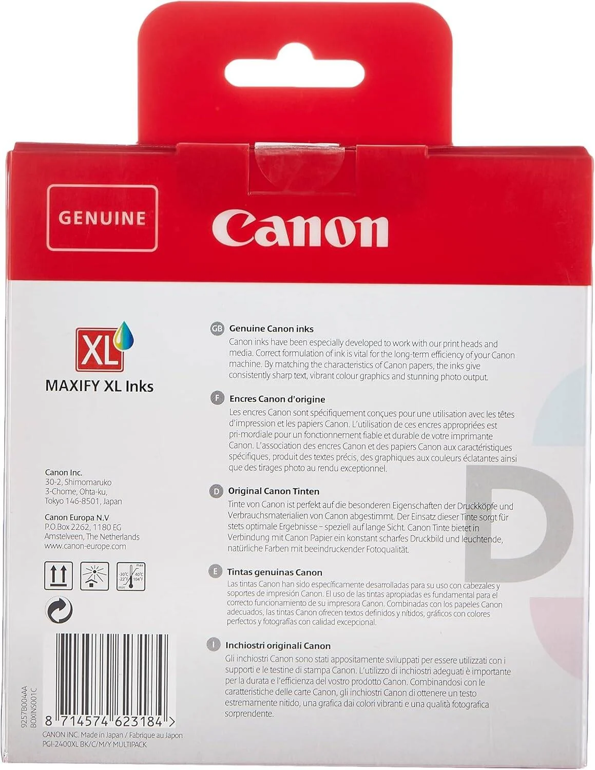 بسته چهارتایی کارتریج اصلی کانن PGI-2400 XL با بازدهی بالا (مشکی، فیروزه ای، سرخابی، زرد) با صرفه جویی در هزینه بسته چهارتایی کارتریج اصلی کانن PGI-2400 XL با بازدهی بالا (مشکی، فیروزه ای، سرخابی، زرد) با صرفه جویی در هزینه