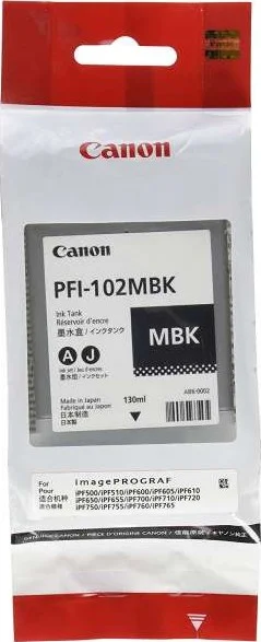 کارتریج جوهر مشکی مات کانن PFI-102MBK (۱۳۰ میلی لیتر) | 0894B001-AA کارتریج جوهر مشکی مات کانن PFI-102MBK (۱۳۰ میلی لیتر) | 0894B001-AA