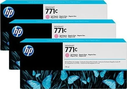 کارتریج جوهر اصلی بسته 3 عددی صورتی روشن HP 771C مدل B6Y35A
