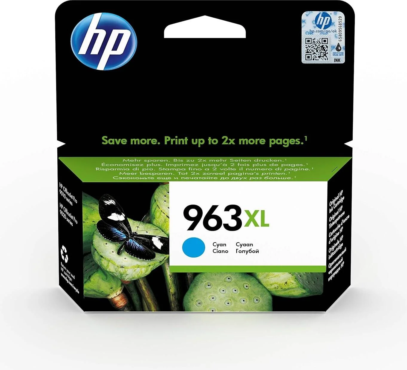 کارتریج جوهر اصلی آبی پر رنگ HP 963Xl 3Ja27Ae سازگار با پرینترهای HP Officejet Pro 9010, 9013, 9020, 9023، بسته 3 عددی