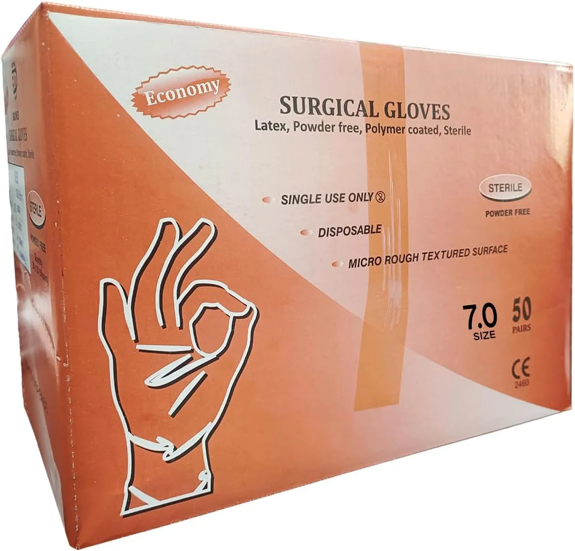 بسته 50 عددی دستکش جراحی استریل | سایزهای مختلف | لاتکس، بدون پودر، با پوشش پلیمری، استریل