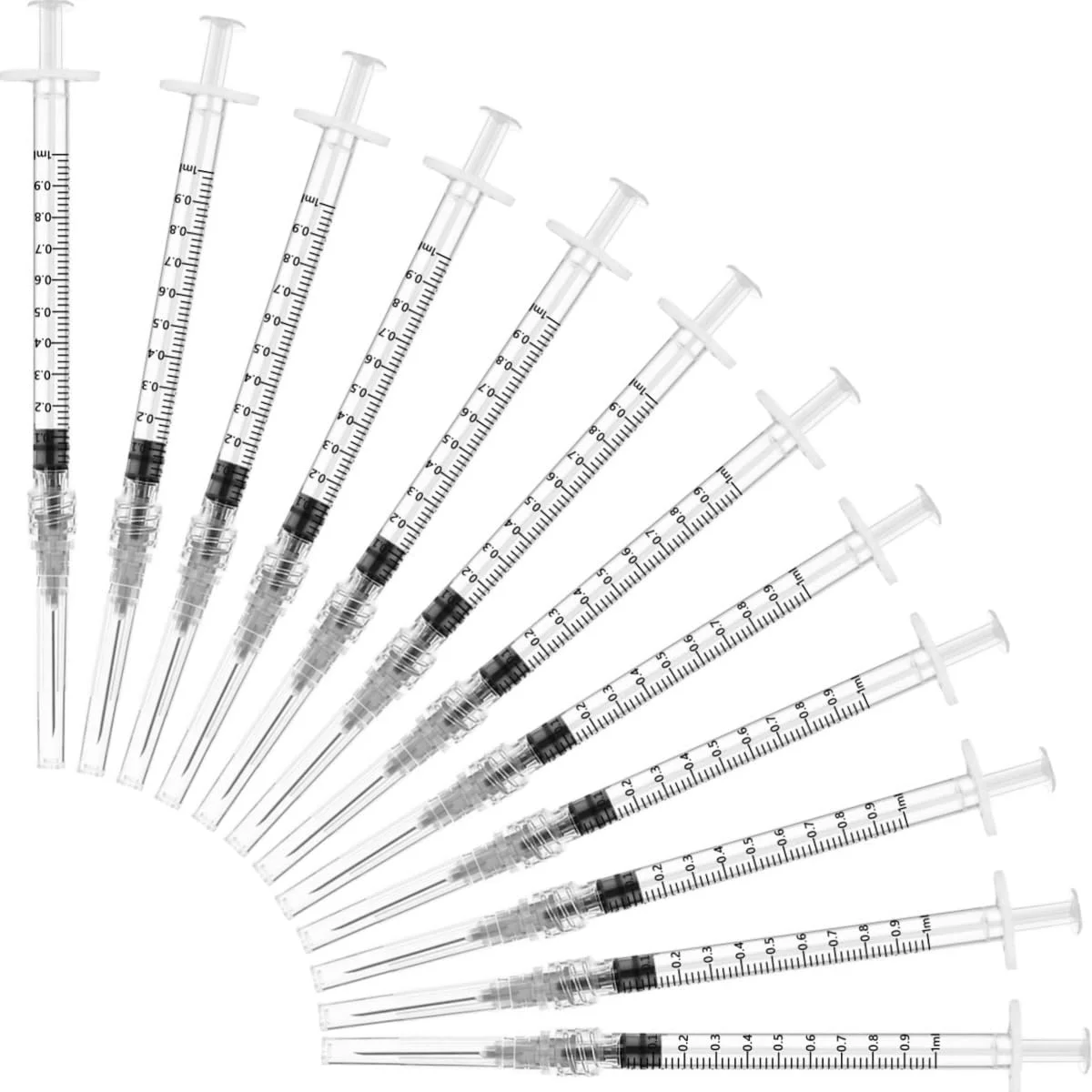 سرنگ های اندازه گیری ۱ میلی لیتری با قفل Luer و سوزن گیج ۲۷ و طول ۱/۲ اینچ، مناسب برای مصارف صنعتی و علمی، پر کردن مجدد مایعات، توزیع و انتقال - بسته ۲۰ عددی