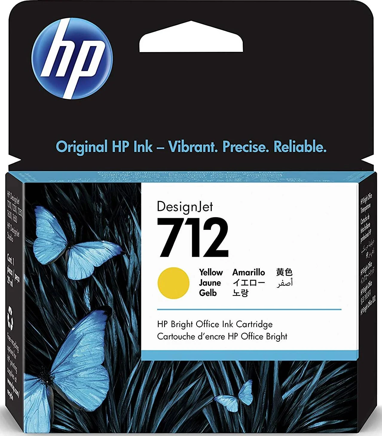 کارتریج جوهر افشان 29 میلی لیتری HP 712، مبتنی بر رنگ، برای Design Jet T650 / T630 / T250 / T230 و Studio، زرد | 3ED69A