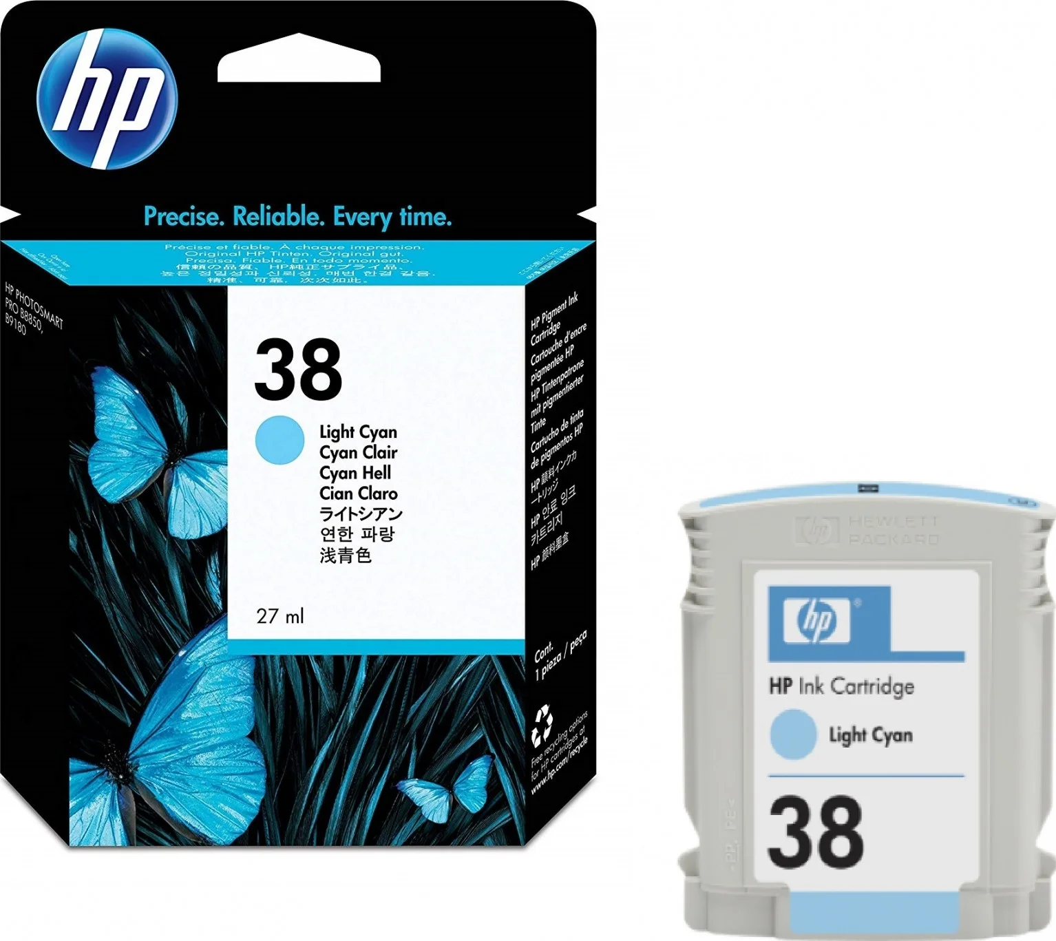 کارتریج جوهر رنگی فیروزه ای روشن HP 38 مدل C9418A