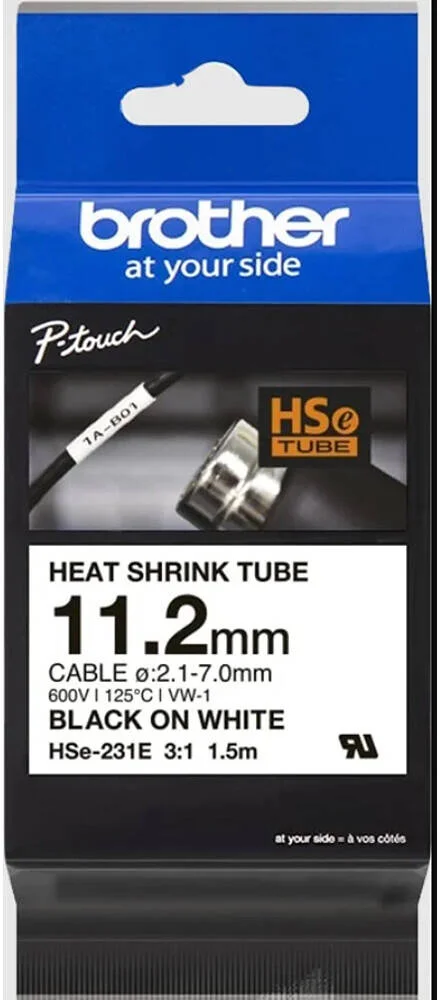 کارتریج لوله حرارتی جمع شونده مشکی روی سفید 11.2 میلی متری