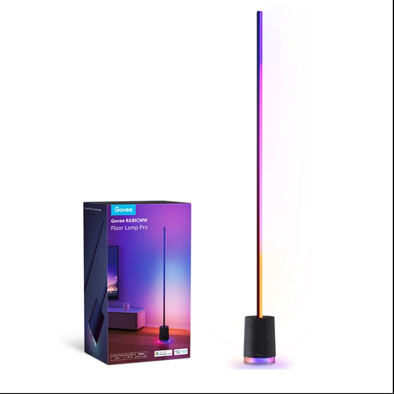 چراغ ایستاده هوشمند و اسپیکردار گووی مدل Lyra RGBICWW Corner Floor Lamp Pro H6079