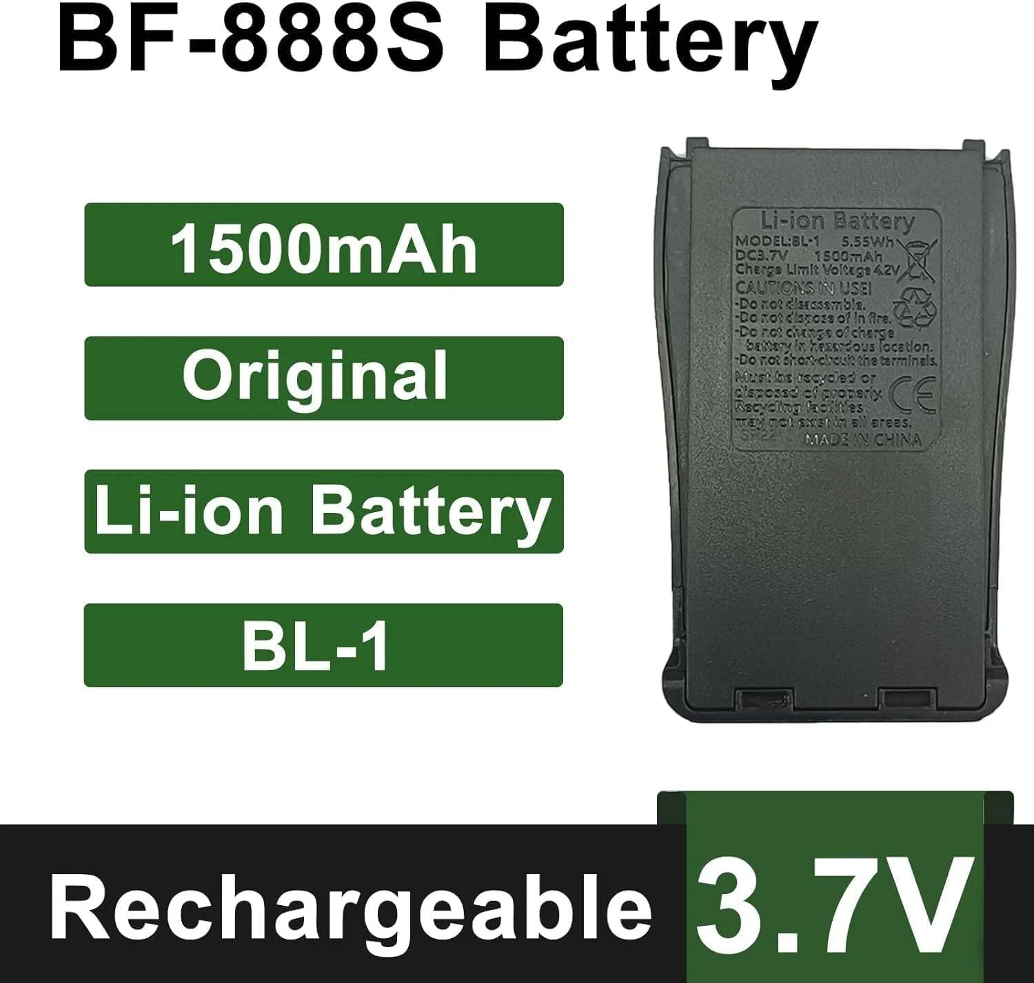 باتری لیتیوم یونی BC 150 برای BF 888SD، 1800 میلی آمپر ساعت، 7.4 ولت، 13.32 وات ساعت، بسته برق قابل اعتماد