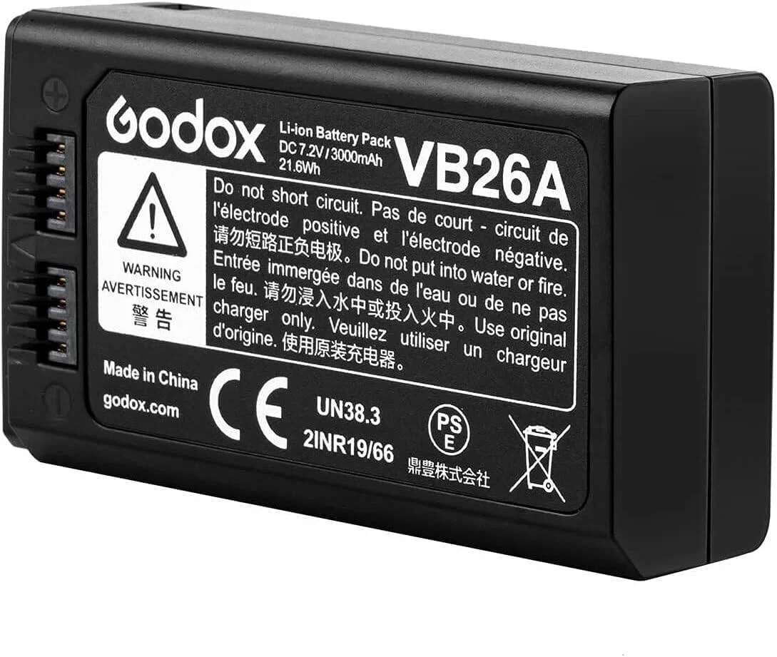 باتری لیتیوم-یونی قابل شارژ گودکس VB26 برای فلاش های V1 و V860III، 2600mAh، قدرت ماندگار