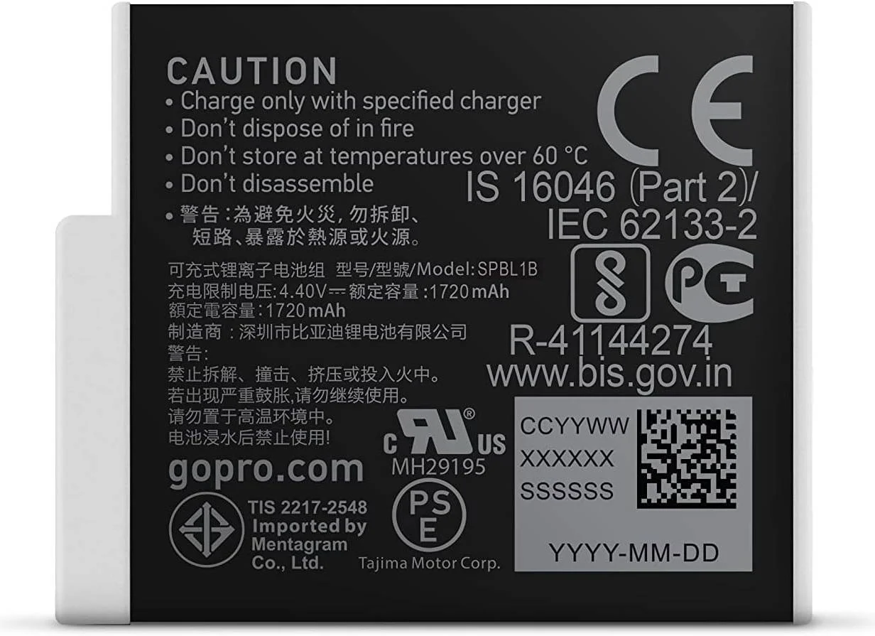 باتری GoPro Enduro، ظرفیت 1720mAh، عملکرد در هوای سرد، شارژ سریعتر تا 13٪، برای HERO12 و HERO11، مشکی | ADBAT-011 باتری GoPro Enduro، ظرفیت 1720mAh، عملکرد در هوای سرد، شارژ سریعتر تا 13٪، برای HERO12 و HERO11، مشکی | ADBAT-011